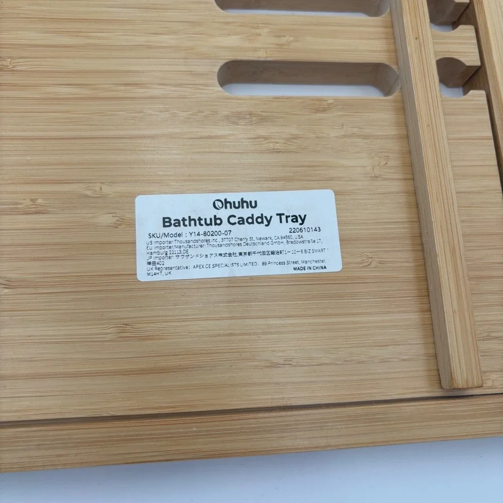 Ohuhu Bathtub Caddy Tray Unisex OS Brown Excellent Bamboo Extendable Foldable